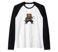Ninja Frog en una misión secreta para los amantes de los ninjas y el karate Camiseta Manga Raglan