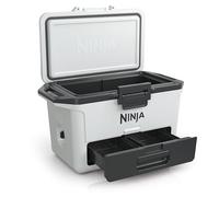 Ninja FrostVault Nevera portátil 47 L, caja térmica resistente, mantiene el hielo hasta 6 días, cajón Dry Zone con temperatura de frigorífico, 80 latas de capacidad, blanco nube, FB151EUWH