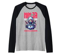 Ninja Girl Cortando a través de la Oscuridad Camiseta Manga Raglan