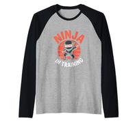 Ninja In Training Party Warrior Boys Girls Kids Camiseta Manga Raglan