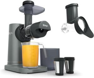 Ninja JC152UK Prensa fría 3 en 1 con rebanadas y picadora jarra de 700 ml y contenedor de pulpa de fruta de 1,1 l compacto