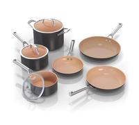 Ninja Juego de ollas y sartenes antiadherentes | Juego de utensilios de cocina de cerámica premium de larga duración | 9 piezas antiadherentes | Sin PTFE | Apto para horno hasta 287.8 °C | Compatible