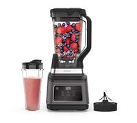 Ninja Licuadora 2 en 1 con 3 programas automáticos; mezcla, mezcla máxima, trituración y 4 ajustes manuales, jarra de 2.1 L y taza de 700 ml, 1200 W, piezas aptas para lavavajillas, Auto-iQ, negro