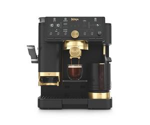 Ninja Luxe Pro Cafetera Beckham para latte, cappuccino, cold brew y espresso con molinillo y espumador de leche integrados, fácil de usar y 5 preajustes automáticos de espuma, negro mate, ES771EUBK