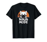 Ninja Mode Funny Cat Stealth Cartoon Animal Humor Arte Camiseta