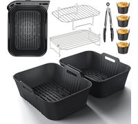 Ninja Moldes Silicona Accesorios Freidora de Aire, 9 Piezas Air Fryer Accessories para Ninja AF400EU AF300EU AF451EU, Rejilla Air Fryer para Dual Zone Air Fryers 7,6-10 L, Molde Silicona más Grande