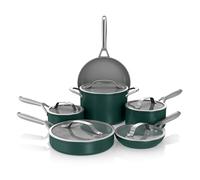 Ninja NeverStick Ceramic Pro - Juego de utensilios de cocina de 11 piezas, ollas y sartenes antiadherentes, tapas de vidrio, revestimiento de cerámica, acero inoxidable, apto para estufa a horno,
