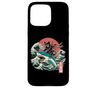 Ninja On Shark Wave Funny Japanese Ukiyo-e Art Niños Niños Hombres Carcasa para iPhone 15 Pro MAX