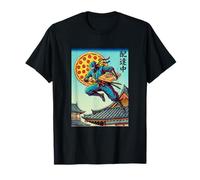 Ninja Pizza Delivery Ukiyo-e Pop Art Woodblock Foodie Japane Camiseta