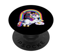 Ninja Riding Unicorn Lover Rainbow Fantasy Kawaii Divertido PopSockets PopGrip Adhesivo