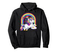 Ninja Riding Unicorn Lover Rainbow Fantasy Kawaii Divertido Sudadera con Capucha