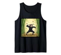 Ninja Sloth Practicando Artes Marciales en un Bosque de Bambú Camiseta sin Mangas