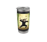 Ninja Sloth Practicando Artes Marciales en un Bosque de Bambú Vaso térmico de acero inoxidable de doble pared