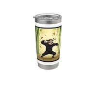Ninja Sloth Practicando Artes Marciales en un Bosque de Bambú Vaso térmico de acero inoxidable de doble pared
