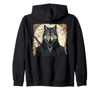 Ninja Wolf Samurai Warrior Katana Japanese Art Anime Sudadera con Capucha