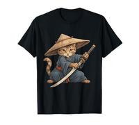 NinjaJapanese Cat Art Ukiyo-e Anime Style Samurai Cat Men Camiseta