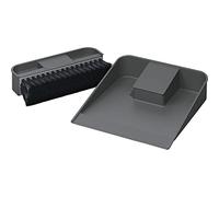Ninka Eins2top - Juego de recogedor y escoba de mano, pequeño para cubo de basura empotrable, plástico gris oscuro
