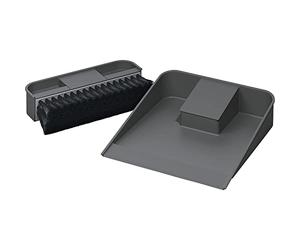 Ninka Eins2top - Juego de recogedor y escoba de mano, pequeño para cubo de basura empotrable, plástico gris oscuro