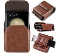 NINKI - Funda para Samsung Galaxy Z Flip 7/6/5/4/3/2/Flip, Motorola RAZR 2025 60 Ultra con Funda de cinturón, Piel y cinturón para Galaxy Z Flip 7 Series Cinturón Marrón