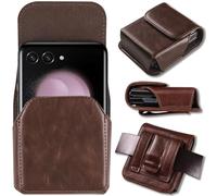 NINKI - Funda para Samsung Galaxy Z Flip 7/6/5/4/3/2/Flip, Motorola RAZR 2025 60 Ultra con Funda de cinturón, Piel y cinturón para Galaxy Z Flip 7 Series Cinturón Café