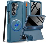 NINKI Funda para Samsung Galaxy Z Fold 6 con soporte para bolígrafo S, lápiz capacitivo y soporte invisible, compatible con Mag-Safe, protector de pantalla de privacidad, funda con bisagra para