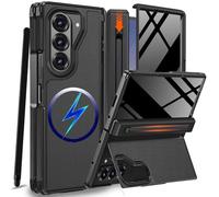 NINKI Funda para Samsung Galaxy Z Fold 6 con soporte para bolígrafo S, lápiz capacitivo y soporte invisible, protector de pantalla magnético con bisagra, funda para Samsung Z Fold 6 con ranura delgada