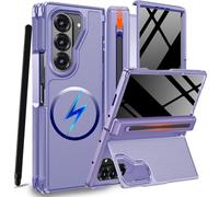 NINKI Funda para Samsung Galaxy Z Fold 6 con soporte para bolígrafo S, lápiz capacitivo y soporte oculto, protector de pantalla magnético de privacidad con bisagra, funda para Samsung Z Fold 6 con