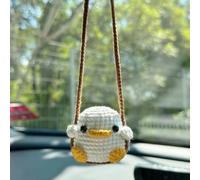 NINMORTH Adorno colgante de animal de ganchillo para espejo retrovisor de coche, para la mayoría de vehículos, conejo, rana, pato, pingüino, dinosaurio, pollito
