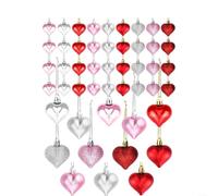 NINMORTH Adornos de corazón para San Valentín para decoración, juego de 24 - 48 unidades, color rosa, plata, plástico, decoración para aniversario de boda, regalos de amor (4 cm48)