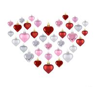 NINMORTH Adornos de corazón para San Valentín para decoración, juego de 24 - 48 unidades, color rosa, plata, plástico, decoración para aniversario de boda, regalos de amor (4 cm36)