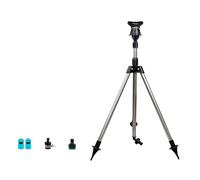 NINMORTH Aspersor de trípode giratorio para jardines grandes, sistema de riego telescópico de acero inoxidable con cobertura de pulverización ajustable (C)