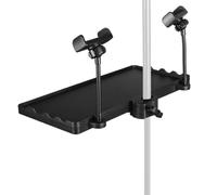NINMORTH Bandeja ajustable para micrófono con soporte de teléfono dual para transmisión en vivo, 350 x 165 mm, color negro, compatible con la mayoría de soportes de micrófono