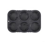 NINMORTH Bandeja de pan de hamburguesas sin silicona con 6 cavidades para hornear hamburguesas caseras, flexible, color gris