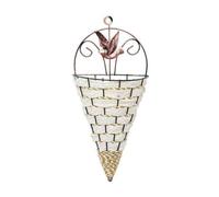 NINMORTH Cesta de mimbre hecha a mano para colgar en la pared, decoración de jardín para interiores y exteriores, colgador de plantas de ratán natural, 30 x 14 x 7,5 cm