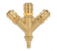 NINMORTH Conector industrial de aire comprimido de 3 vías 1/4 para BSP, colector de latón con válvula de retención y acoplamientos europeos, divisor de alta presión de 20 bares