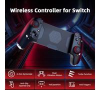 NINMORTH Controlador móvil inalámbrico para juegos con joysticks de efecto Hall, doble vibración y 6 giroscopios, batería de 15 horas para toda la vida, Switch 21 y PC, color negro
