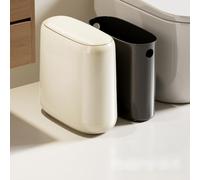 NINMORTH Cubo de basura ovalado de gran capacidad de 12 L, doble contenedor para basura, baño, cocina, espacios estrechos, color blanco