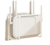 NINMORTH Estante enrutador de montaje en pared de acero al carbono, soporte WiFi de diseño abierto para televisor, organizador de cables de daño, blanco, 15 x 5 x 10 cm (largo blanco)