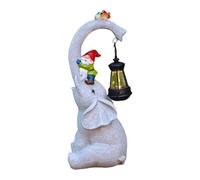 NINMORTH Estatua de jardín de elefante alimentada por energía solar, decoración exterior de resina con luz nocturna, 10 x 11 x 28 cm