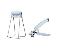 NINMORTH Juego de 2 pinzas antideslizantes resistentes al calor para microondas, hornos, parrillas, freidoras de aire, acero inoxidable y ABS, 18 x 4 cm y 18,8 x 9 cm, azul y rosa