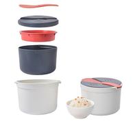NINMORTH Olla arrocera portátil para microondas, para pasta, verduras, sopa, apta para lavavajillas, color blanco y gris para naranja, 18 x 18 x 13 cm