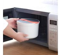 NINMORTH Olla de vapor para microondas con colador, para contenedor compacto de polipropileno para pasta y verduras, sopa, fácil de limpiar, para viajes, naranja