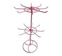 NINMORTH Organizador de joyas giratorio de metal - 360 grados para accesorios de soporte con 16 ganchos, soporte para cadena y bandeja para anillos para casa y tienda, resistente, 41 cm de alto