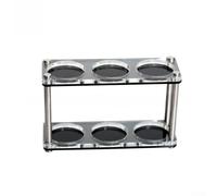NINMORTH Organizador de tazas de café acrílico, doble bastón para soporte para tazas y platillos, moderno soporte de almacenamiento con acero inoxidable plateado, 23 x 12,5 cm (2)