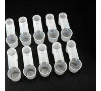 NINMORTH Paquete de 10 vasos de plástico para pájaros, pollo, paloma, codorniz y mascotas pequeñas, se adapta a botellas de 20 onzas, 1 L, 2 L, 4.3 pulgadas de longitud, transparente