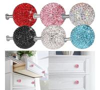 NINMORTH Paquete de 2 manijas de cajón de bola de diamantes de imitación con purpurina, perilla de 30 mm para armario, armario para puerta, tirador decorativo de arcilla suave con 5 tornillos