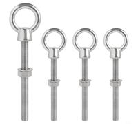 NINMORTH Paquete de 4 tornillos de ojo de 120 mm, 304 para elevación de acero inoxidable para anillo con rosca métrica, construcción de bucle forjado a prueba de óxido para aplicaciones resistentes