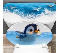 NINMORTH Pegatina de inodoro con diseño de pingüino, impermeable, de PVC, para la tapa del asiento, moderna para decoración de pared marina para azulejos, espejos de vidrio, verde, 29 x 40 cm