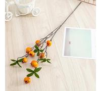 NINMORTH Rama de granada artificial con hojas, 64 cm para flores rojas de seda naranja y amarillo, decoración del hogar, jardín, boda, tallo flexible
