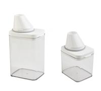 NINMORTH Recipiente de plástico para detergente para ropa con tapa, hermético, a prueba de fugas, incluye taza medidora y boquilla, 700 ml, color blanco transparente